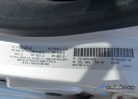 2016 Chrysler 200 Limited из США, поврежденный, VIN 1C3CCCAB7GN145222